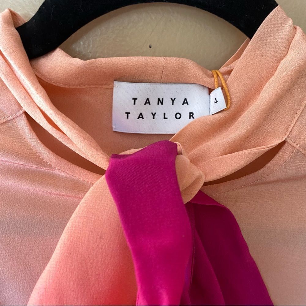 NWT TANYA TAYLOR Susan Ombré Silk Tieneck Blouse top pink $395 Sz 4 - Picture 6 of 8
